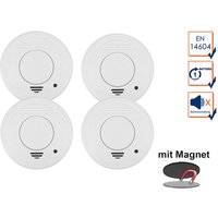 4er-Set Rauchmelder mit 1 Jahres Batterie - Stummschaltfunktion + Magnethalter von Smartwares