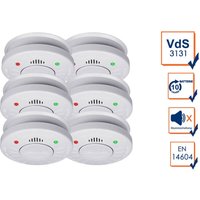 6er set Rauchmelder 10 Jahres Batterie - VdS Zertifiziert & Stummschaltfunktion von Smartwares