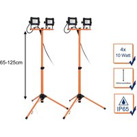 LED Baustrahler 2er Set mit Stativ, höhenverstellbar, IP65 - 4x 10 Watt LED Baustrahler 2er Set mit Stativ, höhenverstellbar, IP65 - 4x 10 Watt von Smartwares