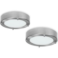 Smartwares - led Deckenleuchten im 2er set fürs Bad aus gebürstetem Stahl & Glas, ø 28 cm von Smartwares