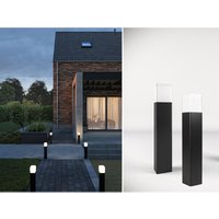 Led Pollerleuchten 2er set alu Schwarz Wegeleuchten IP44 Höhe 50cm von Smartwares