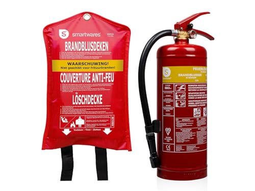 Set: Feuerlöscher / Schaumlöscher 3L, Brandklasse AB + Löschdecke von Smartwares