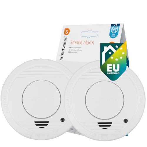 Smartwares 2er Pack TÜV geprüfter Rauchmelder/Feuermelder, DIN EN 14604 zertifiziert, RM250/2, 2er Pack von Smartwares