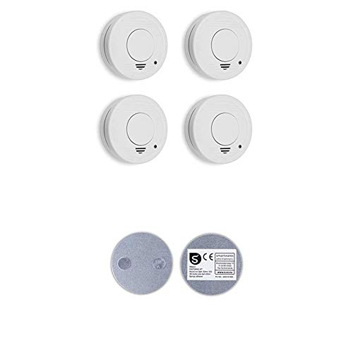 Smartwares 4er Pack TÜV geprüfter Rauchmelder/Feuermelder, DIN EN 14604 Zertifiziert, RM250/4, 4er Pack + Magnetbefestigungsset für Mini Rauchmelder, RMAG3_SW von Smartwares