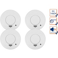 4er-Set Rauchmelder mit 1 Jahres Batterie - Stummschaltfunktion, din en 14604 von Smartwares