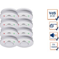 8er set Rauchmelder 10 Jahres Batterie - VdS Zertifiziert & Stummschaltfunktion von Smartwares