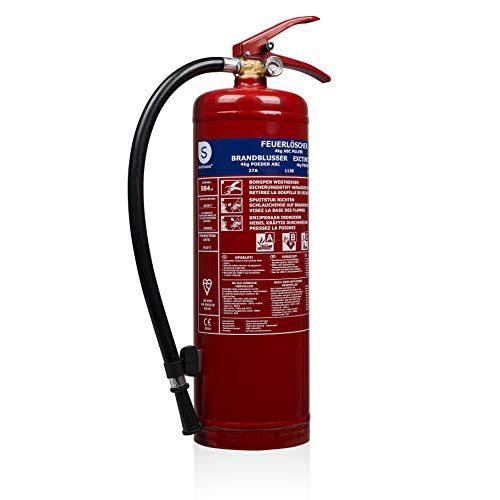 Smartwares ABC Feuerlöscher 4 Kg/ Pulverlöscher mit Manometer, Halterung und Schlauch, 4kg, FEX-15140 von Smartwares