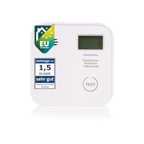 Smartwares CO-Melder - 10-Jahres-Batterie - LED-Bildschirm & Anzeige - Testknopf - FGA-13091 von Smartwares