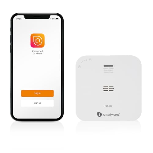 Smartwares Co-Detektor – 85 dB – Sensor 10 Jahre – Benachrichtigungen über App – Testknopf & Stummknopf – FGA-13800, Batteriebetrieben, Weiß von Smartwares