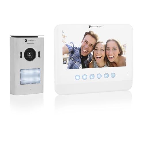 Smartwares HD Video-Türgegensprechanlage für 1 Wohneinheit, 7 Zoll (17,8 cm) Monitor mit Touchscreen-Panel/Türöffnerfunktion / 2-Draht-Technik, Silber, 1-Partei HD-Videogegensprechanlage von Smartwares
