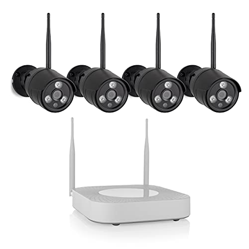 Smartwares Drahtloses W-Lan Kamera-Set – vier 1080 Full HD Kameras, HDMI, IP65, Nachtsicht, Bewegungsmelder, App-gesteuert, inkl. Zubehör, CMS-30300 von Smartwares