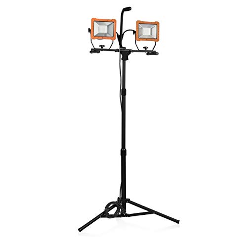 Smartwares FCL-80114 Baustrahler mit Stativ – 2x 30 W LED – 4800 Lm, Schwarz/Orange von Smartwares