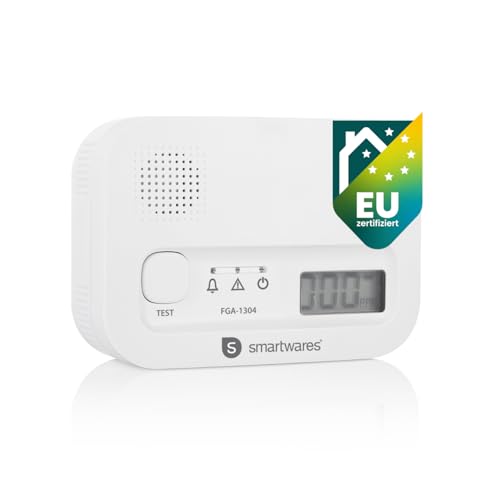 Smartwares Kohlenmonoxid melder, 10 Jahre Sensor, 1.7 Testsieger Wertung, mit Display und Testknopf - FGA-13041 von Smartwares