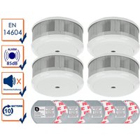 Smartwares - Mini 10-Jahres Rauchwarnmelder 4er Set + Magnet-Set din en 14604 von Smartwares