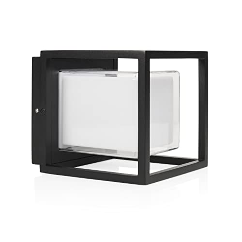 Smartwares OOL-50014 Black Outdoor Wandleuchte Cubic – Nachhaltige LED – Aluminiumgehäuse, Modern von Smartwares