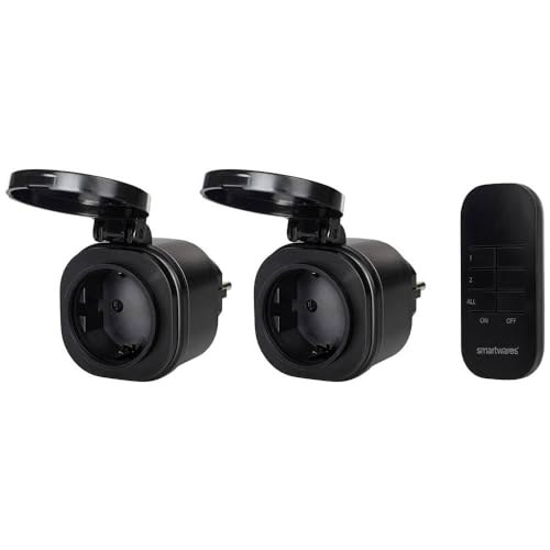 Smartwares Outdoor Funk-Steckdosen-Set - 2 Steckdosen, Fernbedienung, Leuchten und Geräte bis 3000 Watt, Plug & Connect von Smartwares