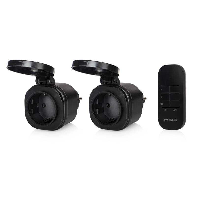 Smartwares Outdoor-Stecker-Set Mini mit Fernbedienung Schwarz von Smartwares
