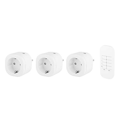 Smartwares SH4-99566 Mini-Indoor-Steckerschalterset – Plug & Connect, 3 Smarte Steckdosen mit Fernbedienung, weiß von Smartwares