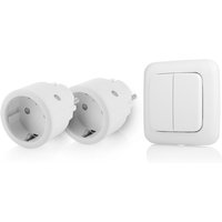 Smartwares - Schalterset kabellos 2er Taster mit 2 Zwischenstecker Überspannschutz & Mehrfachstecker von Smartwares