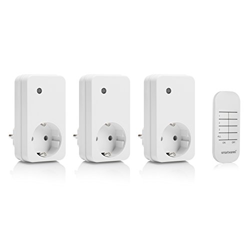 Smartwares Schalter SmartHome Basic Funksteckdosen im 3er Set mit Fernbedienung, HomeWizard kompatibel, SH4-99552, 230 V, Weiß von Smartwares