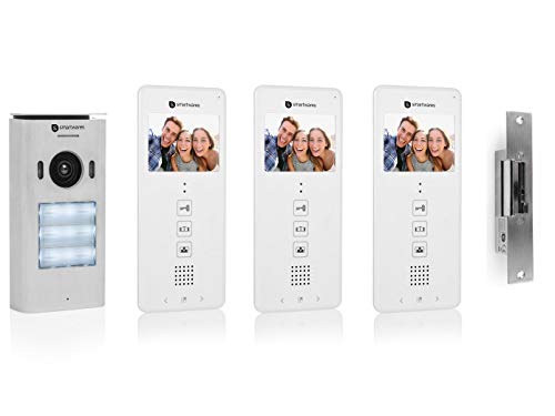 Smartwares Set: 3 Familienhaus Türsprechanlage mit Kamera + Türöffner, Video Gegensprechanlage von Smartwares