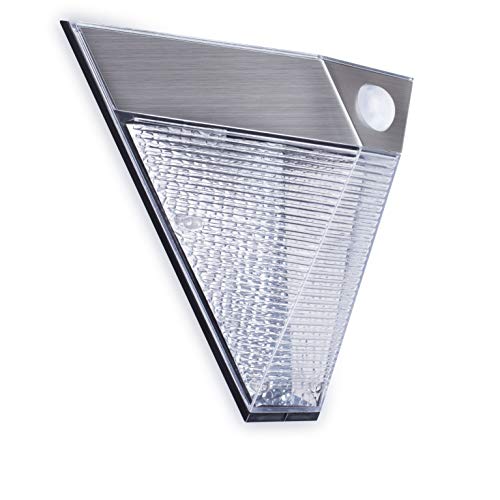 Smartwares Solar-Außenwandleuchte - Wiederaufladbar - Bewegungsmelder - 75 lm - Warmweißes Licht - Modernes dreieckiges Design - Edelstahl - IP43 Smartwares Solar-Außenwandleuchte - Wiederaufladbar - Bewegungsmelder - 75 lm - Warmweißes Licht - Modernes dreieckiges Design - Edelstahl - IP43 von Smartwares