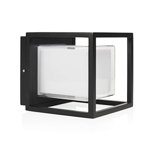 Smartwares Wandleuchte für den Außenbereich im Würfeldesign Black Outdoor - 10 W - 800 lm - Warmweißes Licht - Aluminium - IP44 von Smartwares