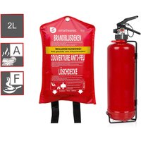 Smartwares - set: Fettbrand Feuerlöscher, Brandklassen a, f, Manometer, 2 Liter + Löschdecke von Smartwares