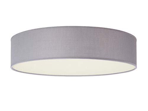 Smartwares Zeitlose runde Deckenleuchte mit LED Licht - Stoffschirm in Grau Ø 50cm & satinierte Abdeckung für blendfreie Beleuchtung von Smartwares