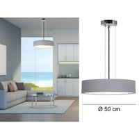 Zeitlose runde Hängeleuchte mit Stoffschirm in Grau ø 50cm von Smartwares