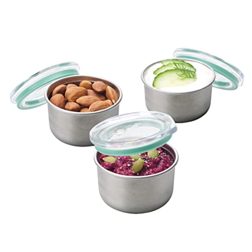 Smash Mikrowellengeeigneter Mini-Dressing-/Soßentopf, Edelstahl, Salbei, 60 ml Fassungsvermögen (3 Stück) von Smash