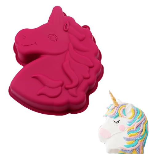 Smavles Einhorn Backform Unicorn 3d Kuchenform für backen Kindergeburtstag Silikonform Für Die Kindergeburtstagsfeier Können Daraus Kuchen, Schokolade, Dessertpudding Usw, Hergestellt Werden(Weinrot) von Smavles