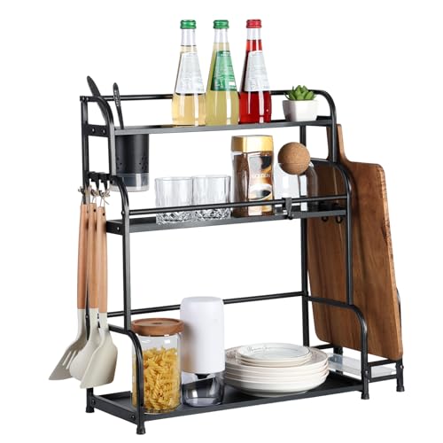 Smbcgdm Gewürzregal 3 -Tier -Gewürzregal Freistehanizer, Küchenarbeitsplatte -Regal mit Stepped Design, Gewürzregalorganisator und Haken, Utensilhalter, Hacking -Board -Halter Dreifach schicht Smbcgdm Gewürzregal 3 -Tier -Gewürzregal Freistehanizer, Küchenarbeitsplatte -Regal mit Stepped Design, Gewürzregalorganisator und Haken, Utensilhalter, Hacking -Board -Halter Dreifach schicht von Smbcgdm