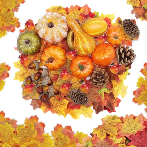 96 Stück Künstliche Kürbis Deko Herbstdeko Set, Herbst Künstliche Ahornblätter, Ernst Kürbisse, Eicheln,Erntedankfest Herbsts Dekoration, für Herbst Thanksgiving Halloween Feiertagsparty Dekoration 96 Stück Künstliche Kürbis Deko Herbstdeko Set, Herbst Künstliche Ahornblätter, Ernst Kürbisse, Eicheln,Erntedankfest Herbsts Dekoration, für Herbst Thanksgiving Halloween Feiertagsparty Dekoration von Smdbzda