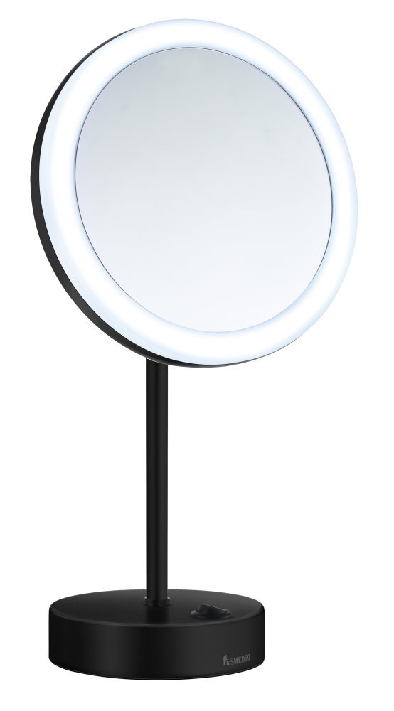 Smedbo Outline Kosmetikspiegel mit Dual LED - PMMA rund schwarz FK484EB von Smedbo
