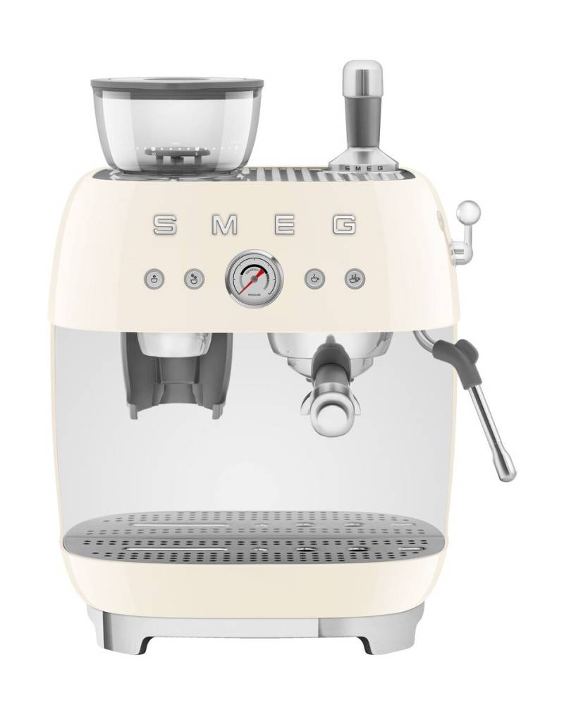 Espressomaschine mit Mahlwerk EGF03 2 Tassen 1650 W 50’s Style creme von Smeg