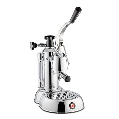 La Pavoni Lever Handle Coffee Maker with a Capacity of 0.8l from Smeg Stradivari Europiccola Lusso LPLSTL01EU, Chrom/Schwarz von La Pavoni
