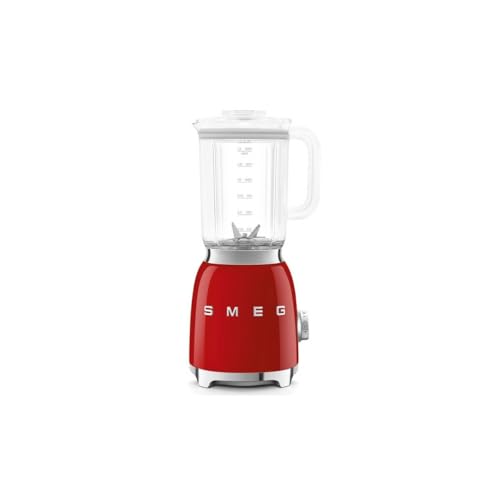 SMEG, BLF03RDEU, 1,5 l Standmixer, 4 -Geschwindigkeitsstufen, 4 Automikprogramme, Abnehmbare Doppelklinge, Deckelöffnung transparent mit Dosierkappe, rutschfest, 800W, Rot von Smeg