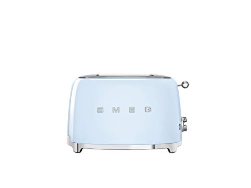 SMEG TSF01PBEU Toaster, Edelstahl, 2 Fächer, Hellblau von Smeg