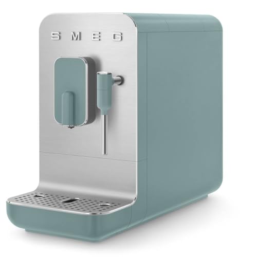 Smeg, Automatische Espressomaschine BCC12EGMEU, Dampffunktion, Integrierte Kaffeemühle, Thermoblock-System, 1,4-Liter-Tank, Herausnehmbare Tropfschublade, kompakte Größe, 1350 W, Smaragd von Smeg