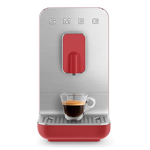 Smeg, Kaffeevollautomat BCC01RDMEU, integriertes Mahlwerk, Thermoblock-System, 1,4 l Wassertank, 19 bar Pumpendruck, 1350W, Glänzendes Rot von Smeg