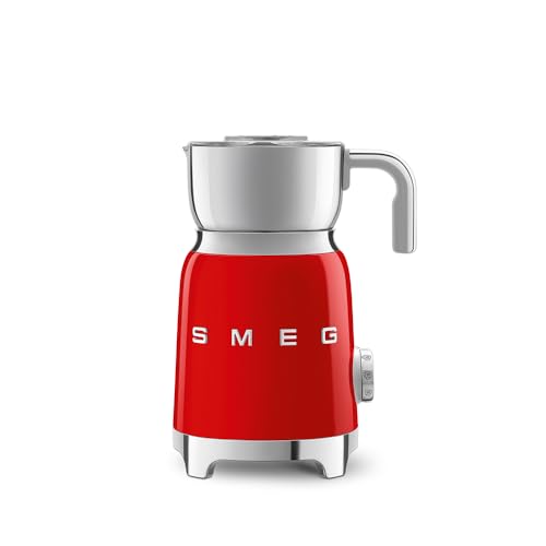 Smeg, Milchaufschäumer Multifunktion MFF11RDEU, mit Induktionssystem, 6 voreingestellte Programme, eine manuelle Funktion, abnehmbare Karaffe von 600 ml, Messkappe, integriertes Umschlag, 500W, Rot von Smeg