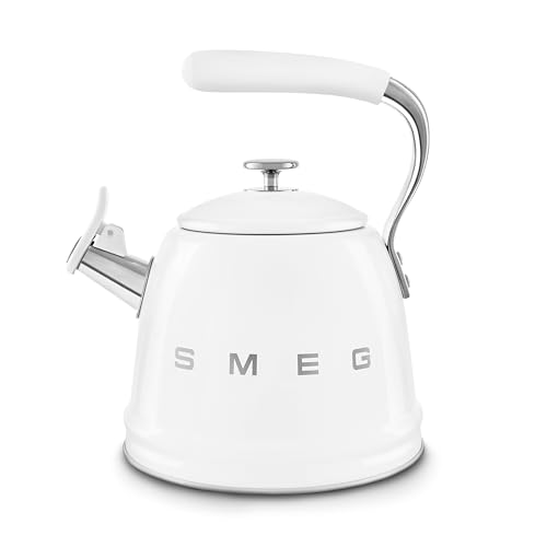 Smeg, WKF01WH Wasserkessel, aus Edelstahl, 2,3 l Fassungsvermögen, Abnehmbarer Deckel und Verschlussklappe, auch für Induktion, Weiß von Smeg