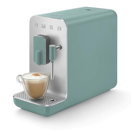 SMEG BCC02EGMEU Automatische Kaffeemaschine mit Milchaufschäumdüse, Plastic, Smaragd Green-Matt von Smeg