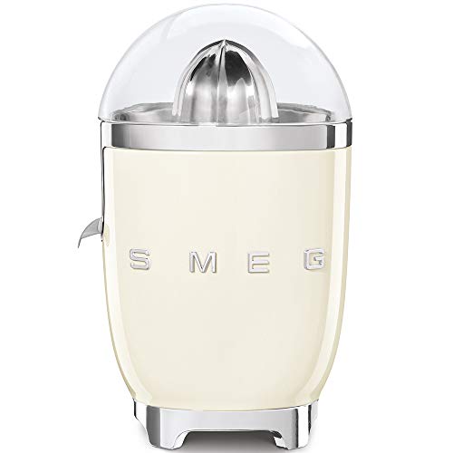 SMEG, Elektrische Zitruspresse CJF11CREU, tropfsicherer Auslauf und Universalkegel, rutschfeste Stellfüße, Filtersieb und Presskegel aus Edelstahl, 70 W, Creme von Smeg