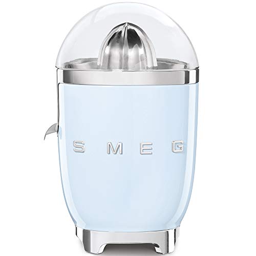 SMEG, Elektrische Zitruspresse CJF11PBEU, tropfsicherer Auslauf und Universalkegel, rutschfeste Stellfüße, Filtersieb und Presskegel aus Edelstahl, 70 W, Blau von Smeg