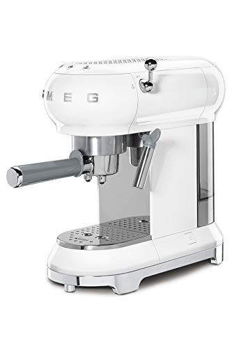 SMEG ECF01WHEU Kaffeevollautomat, Das Thermoblock-Heizungssystem Espresso-Kaffeemaschine ermöglicht einen schnellen Start und eine präzise Temperaturkontrolle für das Aufbrühen von Kaffee, Weiß von Smeg