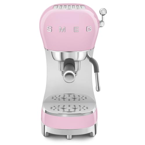 Smeg, Espresso-Kaffeemaschine ECF02PKEU, Cappuccino-Dampfunktion, Thermoblock, großes Tassengehäuse und Doppelkaffeefunktion, 1 L Wassertank, benutzerfreundliches Bediensystem, 1350 W, Rose von Smeg