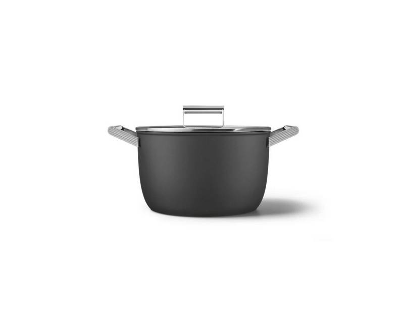 Smeg Kochtopf Schmortopf 26cm mit Glasdeckel, 2 Griffe, schwarz von Smeg