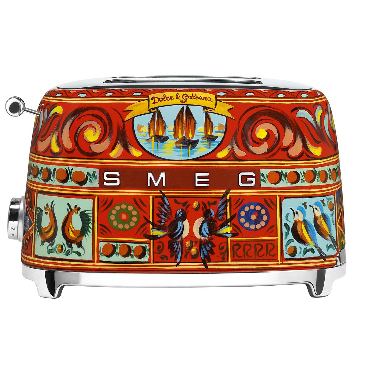 Smeg - Limited Edition D&G TSF01 2-Scheiben Toaster - rot/bunt/lackiert/LxBxH 31x19,5x19,8cm/6 Bräunungstufen von Smeg